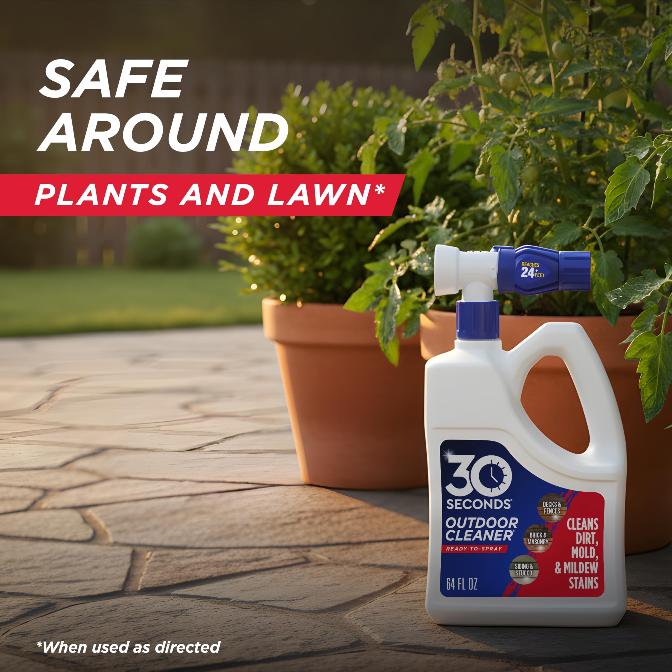30 Seconds Outdoor Cleaner canvas awning treatment with minimal plant impact.