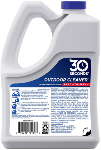 30 Seconds Outdoor Cleaner spray-on surface being treated before rinsing.