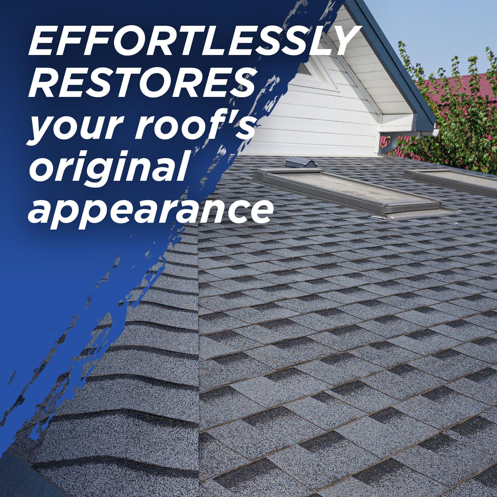 30 Seconds Roof Cleaner application on roof lifts stubborn stains without scrubbing.
