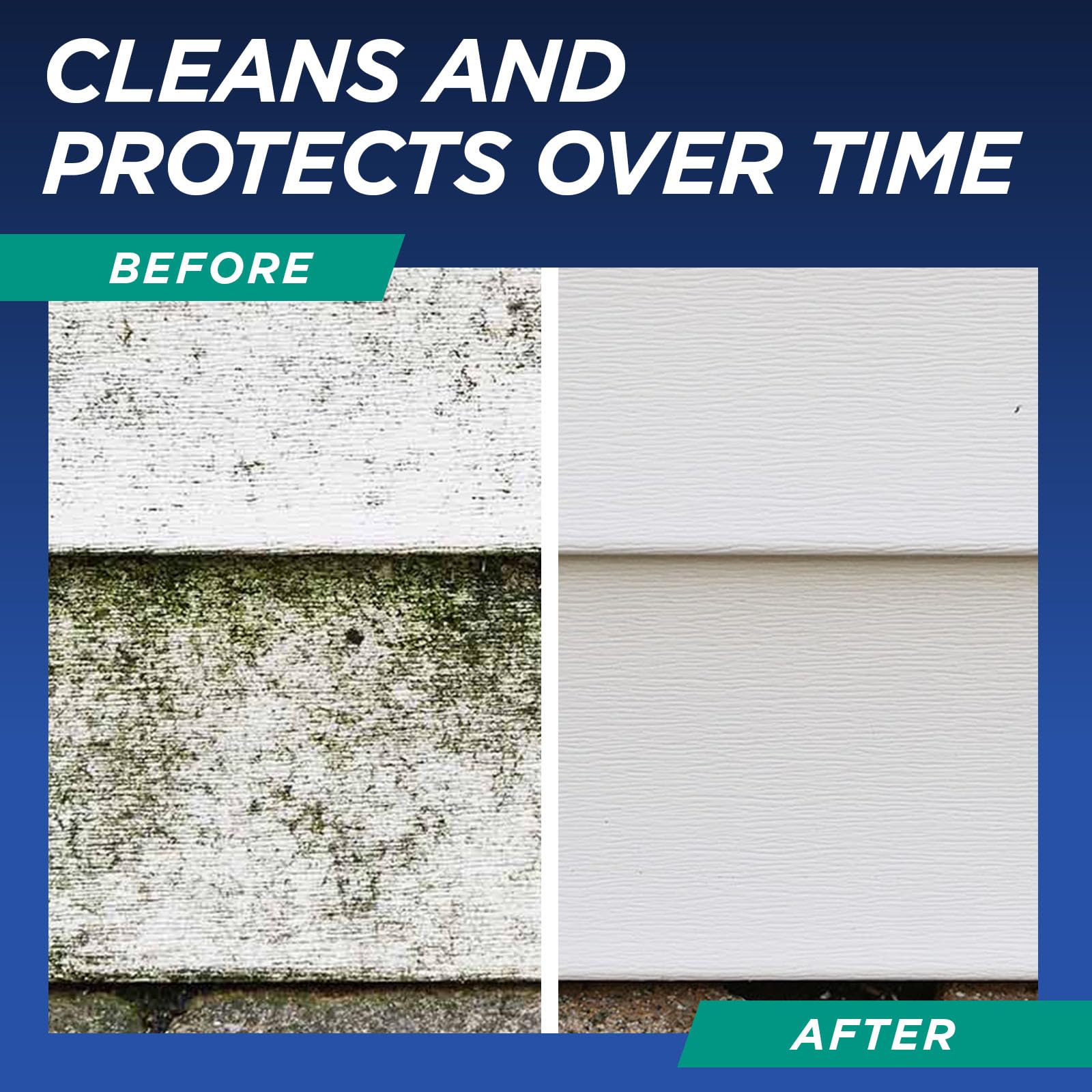 30 Seconds Roof Cleaner before-and-after shows moss and algae removal.