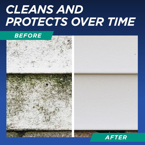 30 Seconds Roof Cleaner before-and-after shows moss and algae removal.