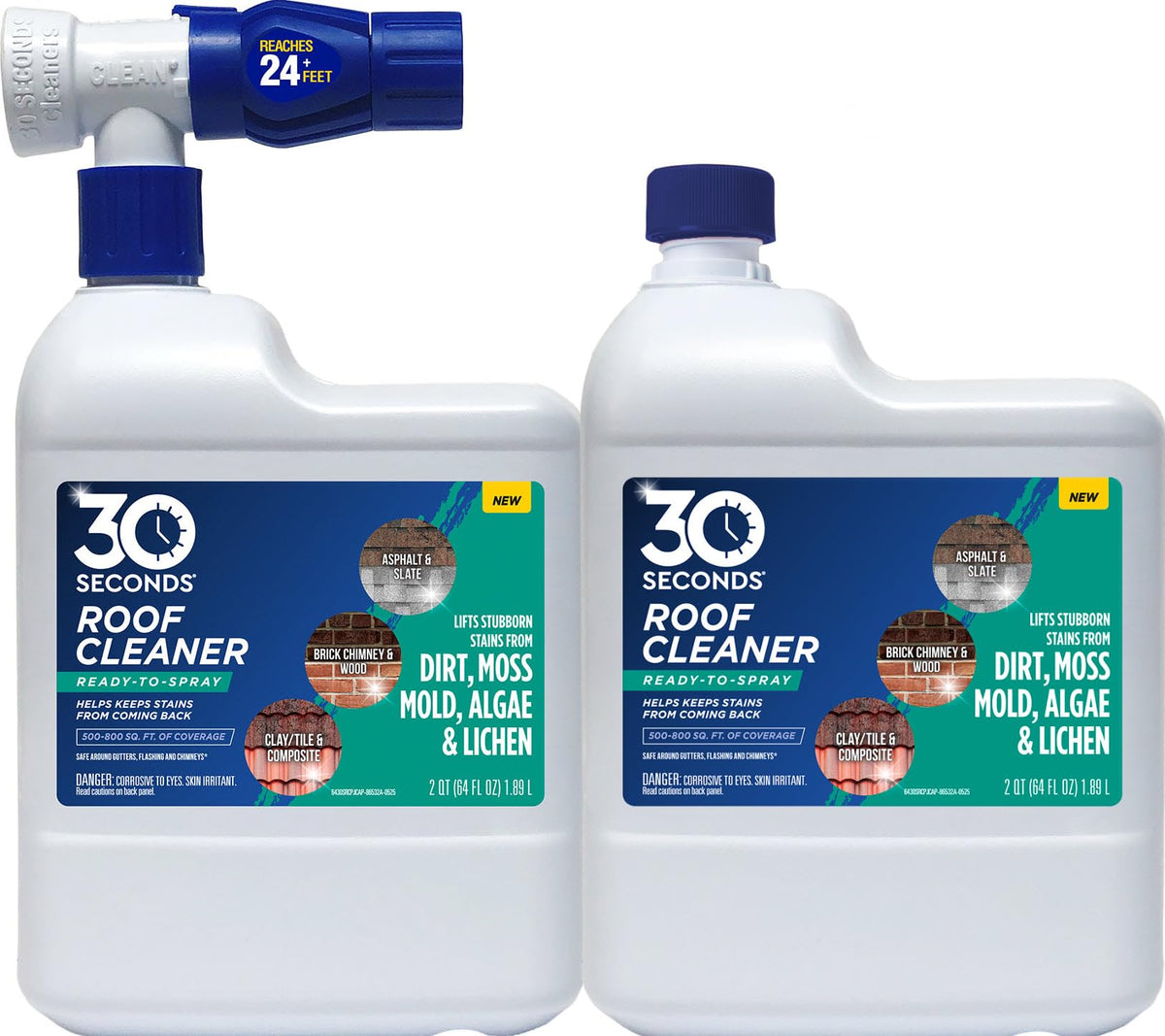 30 Seconds Roof Cleaner bottle spray enables easy ground-level application.