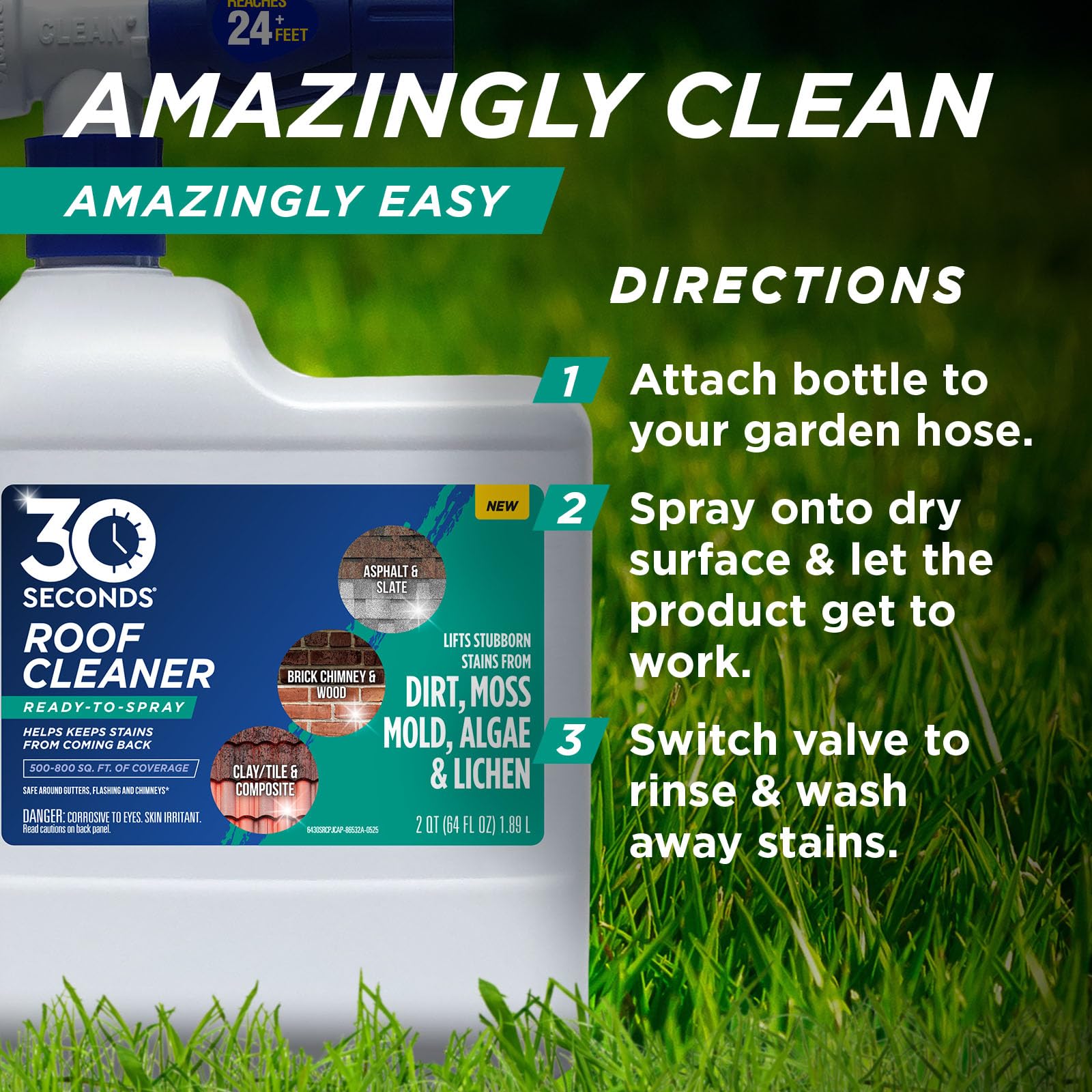 30 Seconds Roof Cleaner ready-to-use formula for hassle-free roof care.