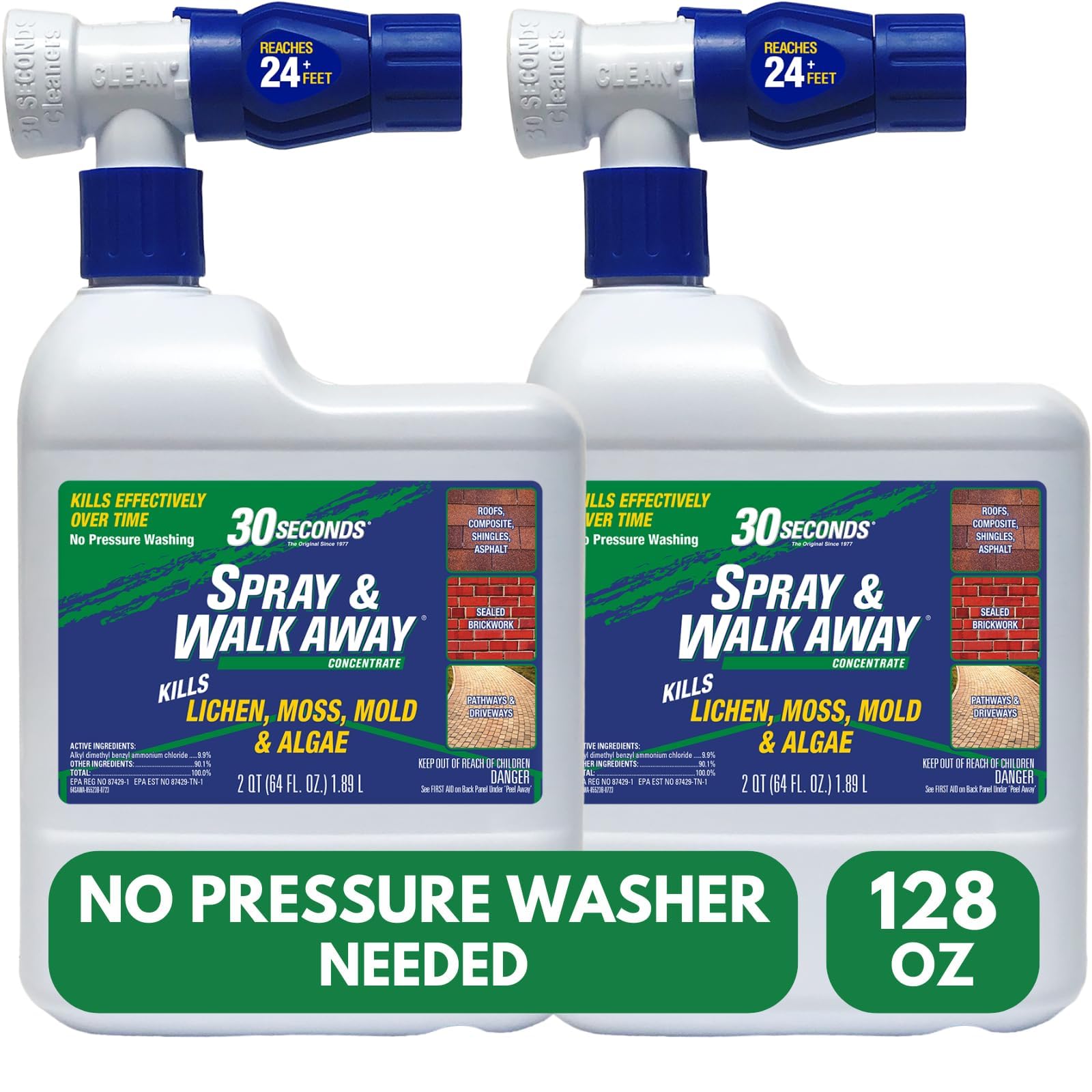 30 SECONDS Spray & Walk Away bottle on hose for easy outdoor treatment