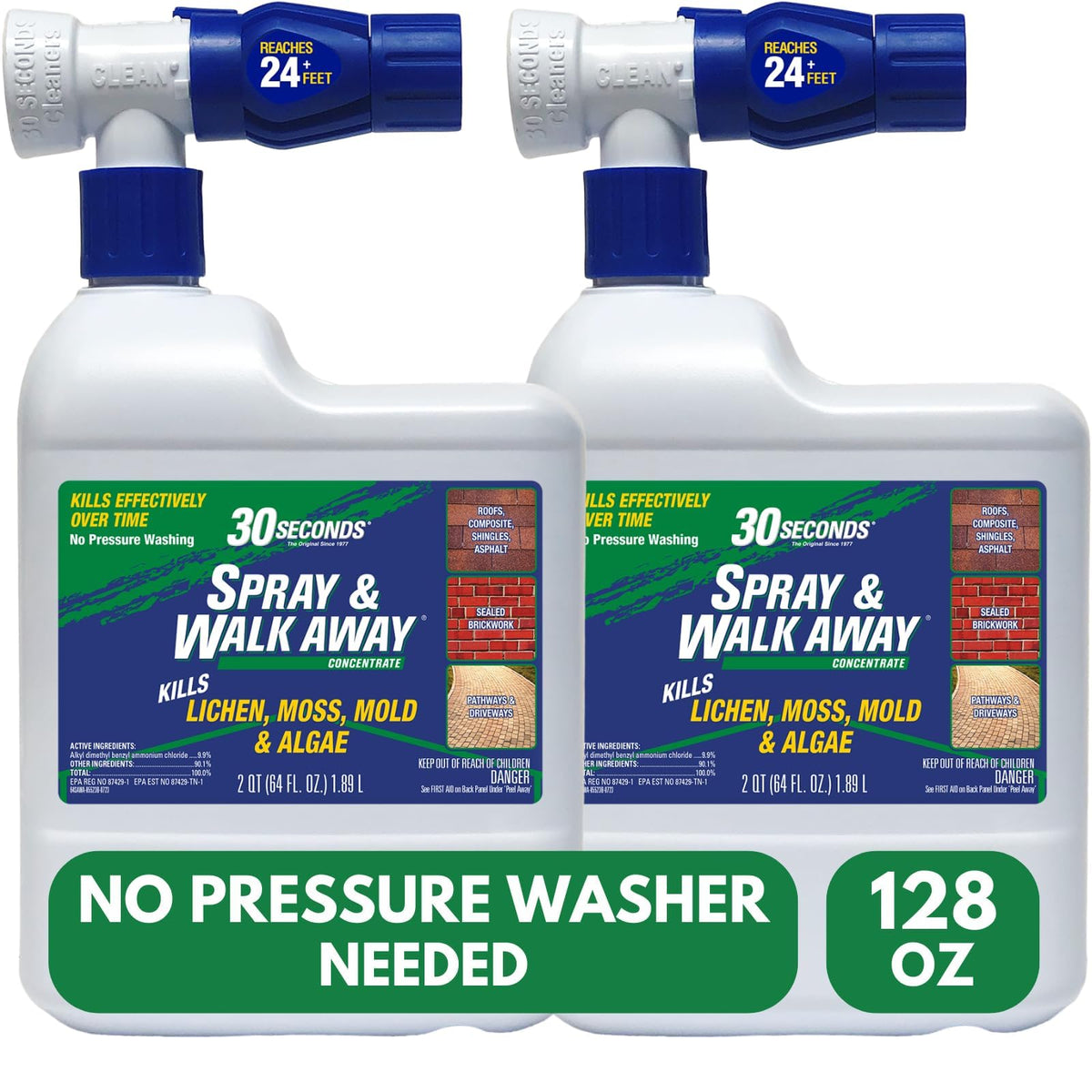 30 SECONDS Spray & Walk Away bottle on hose for easy outdoor treatment
