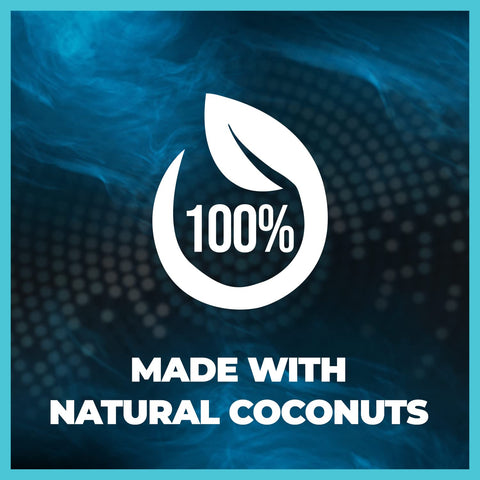 320° Indonesia-made natural coconut charcoal highlights chemical-free burning.