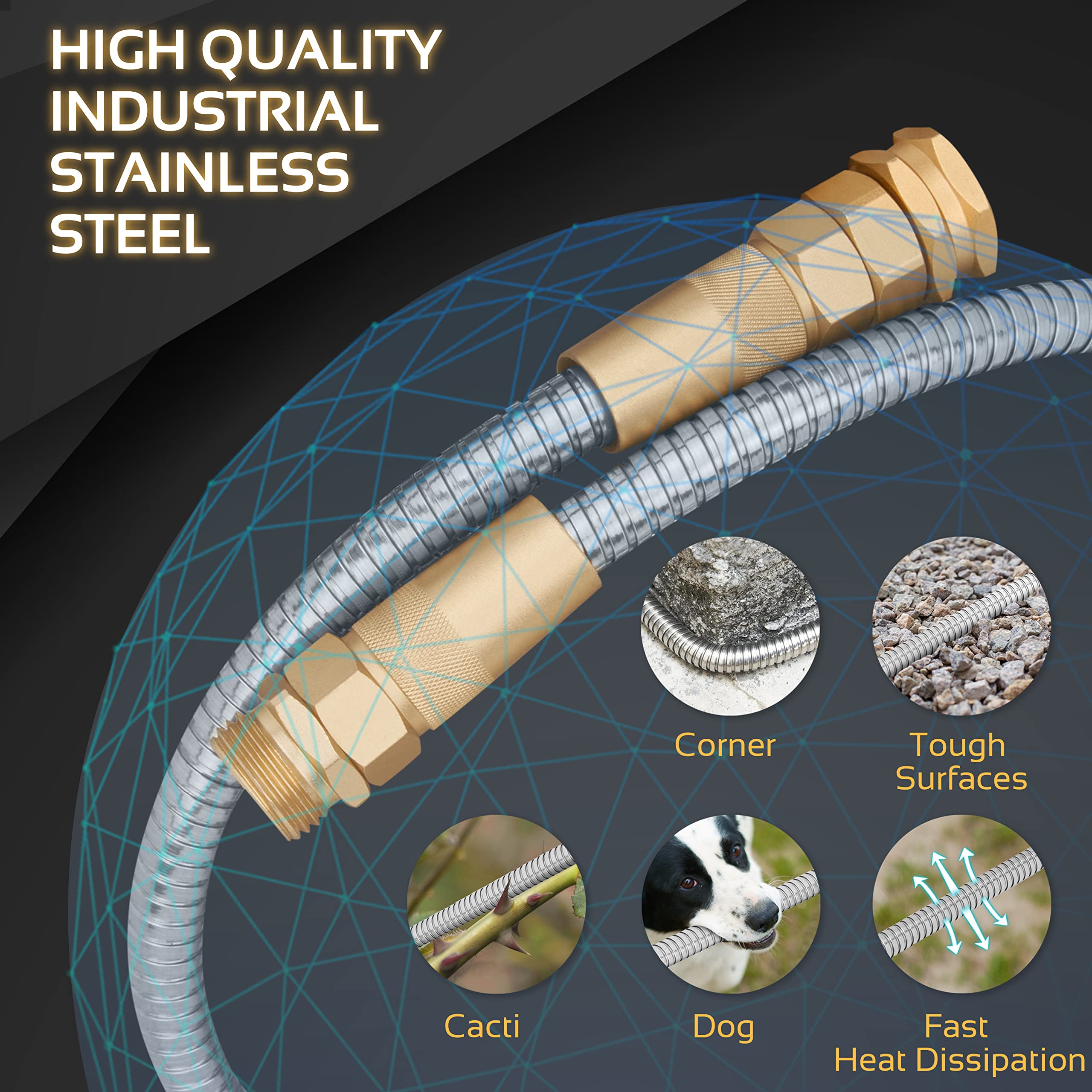 360 GADGET Garden Hose Metal with 8-function sprayer enables versatile gardening and cleaning tasks