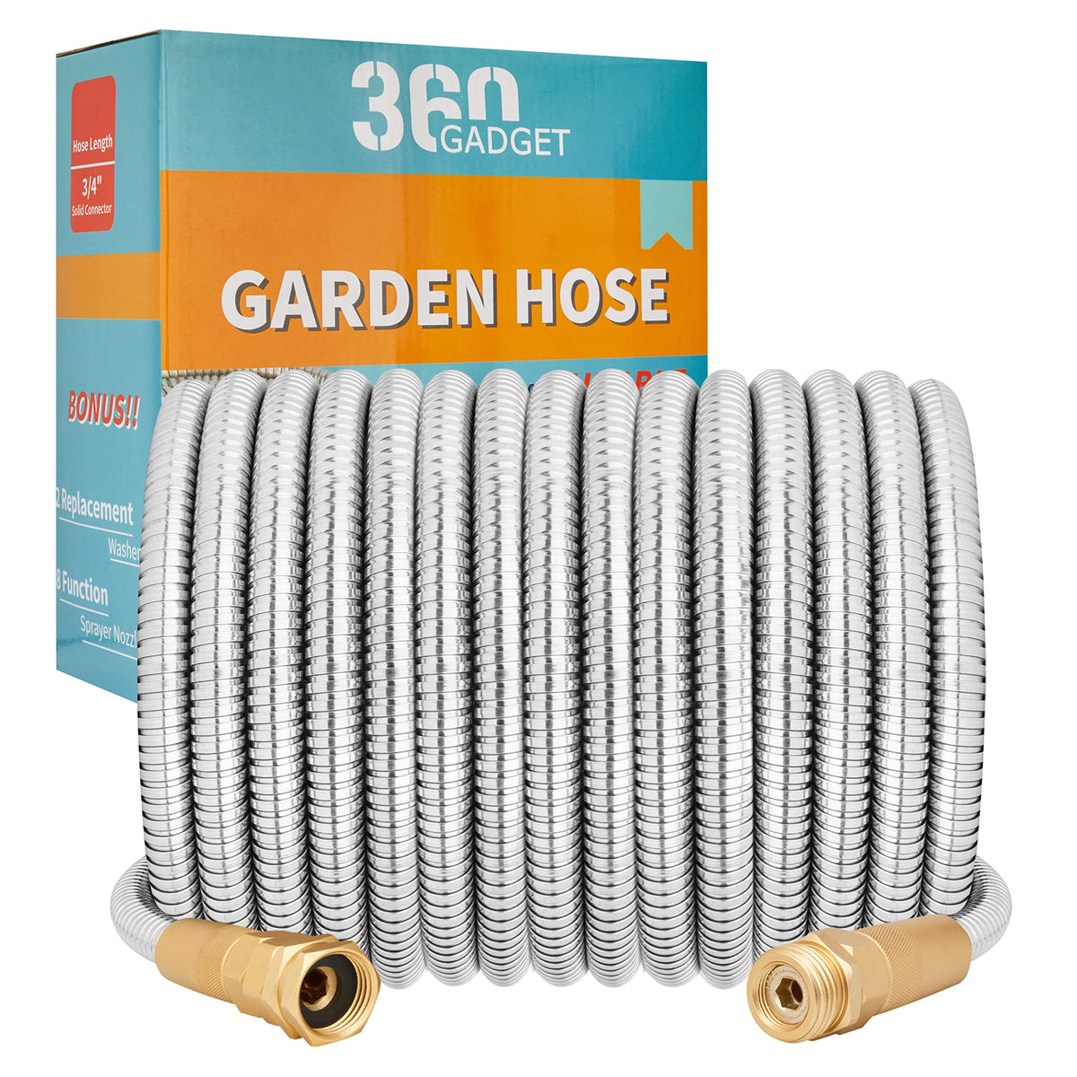 360 GADGET Garden Hose Metal outer steel shell demonstrates rugged durability for outdoor watering