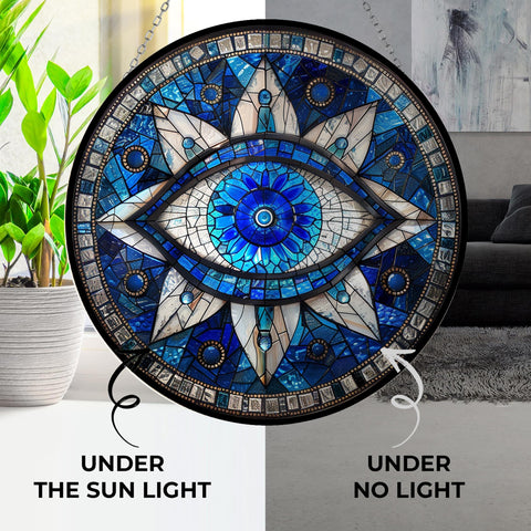 365CUSGIFTS evil eye sun catcher mountain glass with chain for balcony