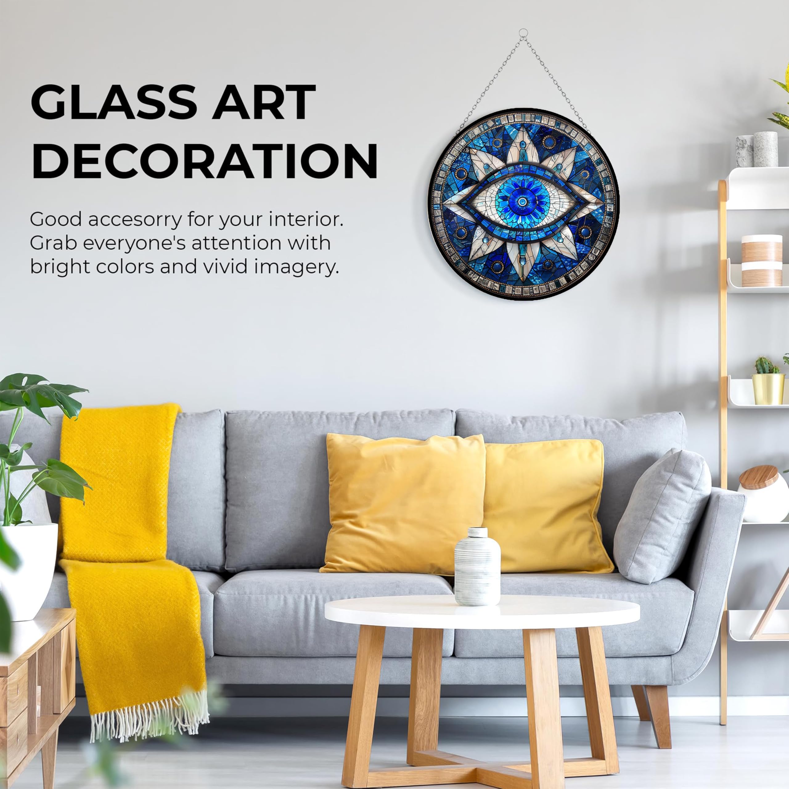 365CUSGIFTS evil eye sun catcher mountain glass kitchen decor with sunlight