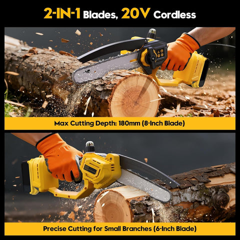 3D VO INN mini chainsaw powered by a 650W motor for efficient cutting tasks.