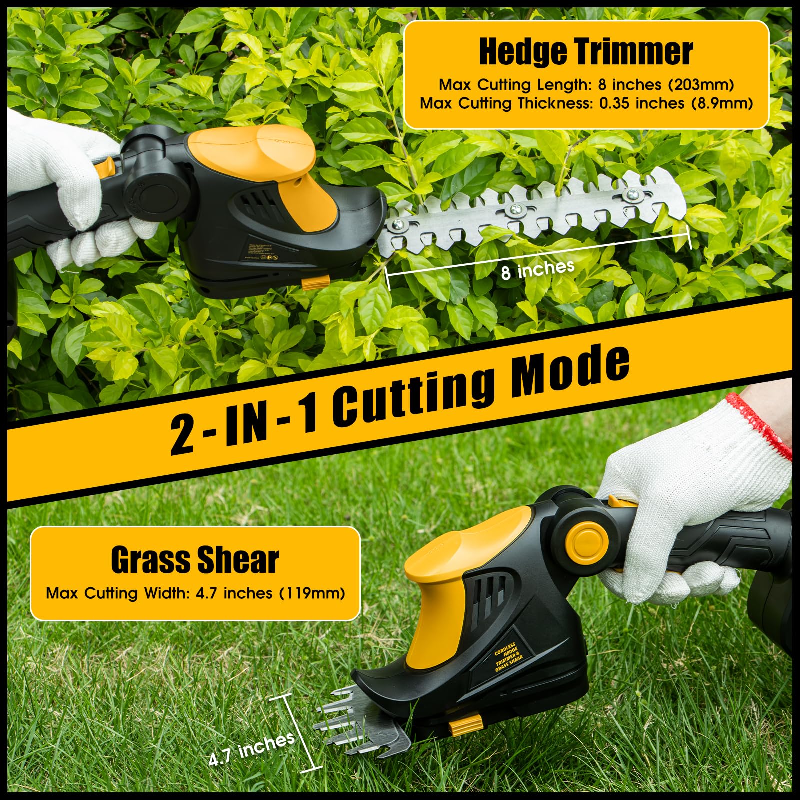 3D VO INN grass shear attachment enabling precise lawn edge trimming