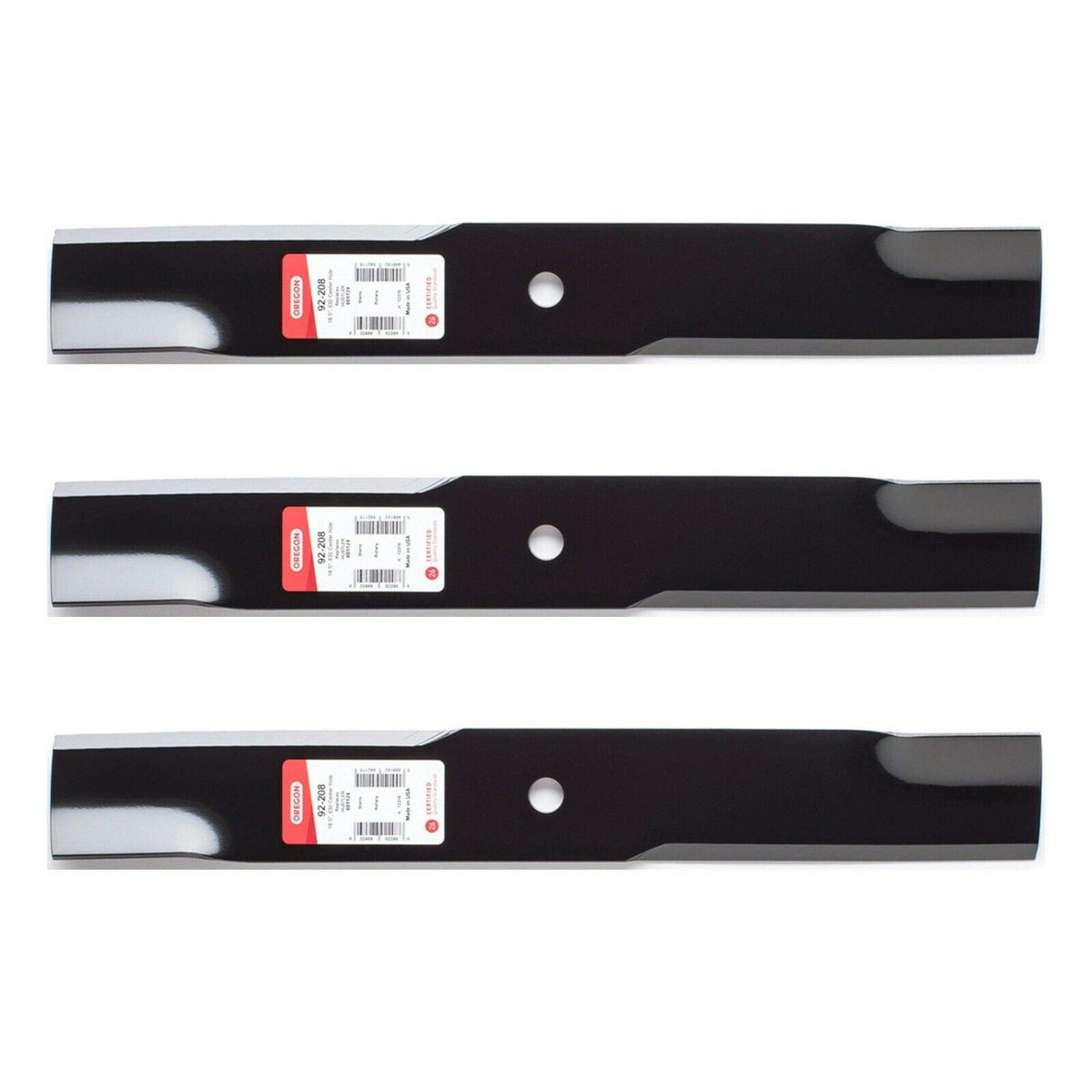 3PK Oregon 92-208 blades pack ready for durable lawn maintenance