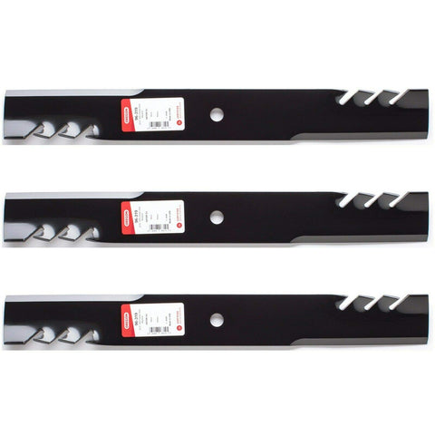 3PK Oregon 96-319 Gator G3 mulching blade close-up for even mulch distribution on 60-inch decks
