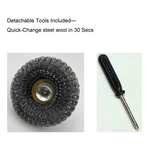3SAIT stainless steel ball adds durable, rust-free scrubbing power.