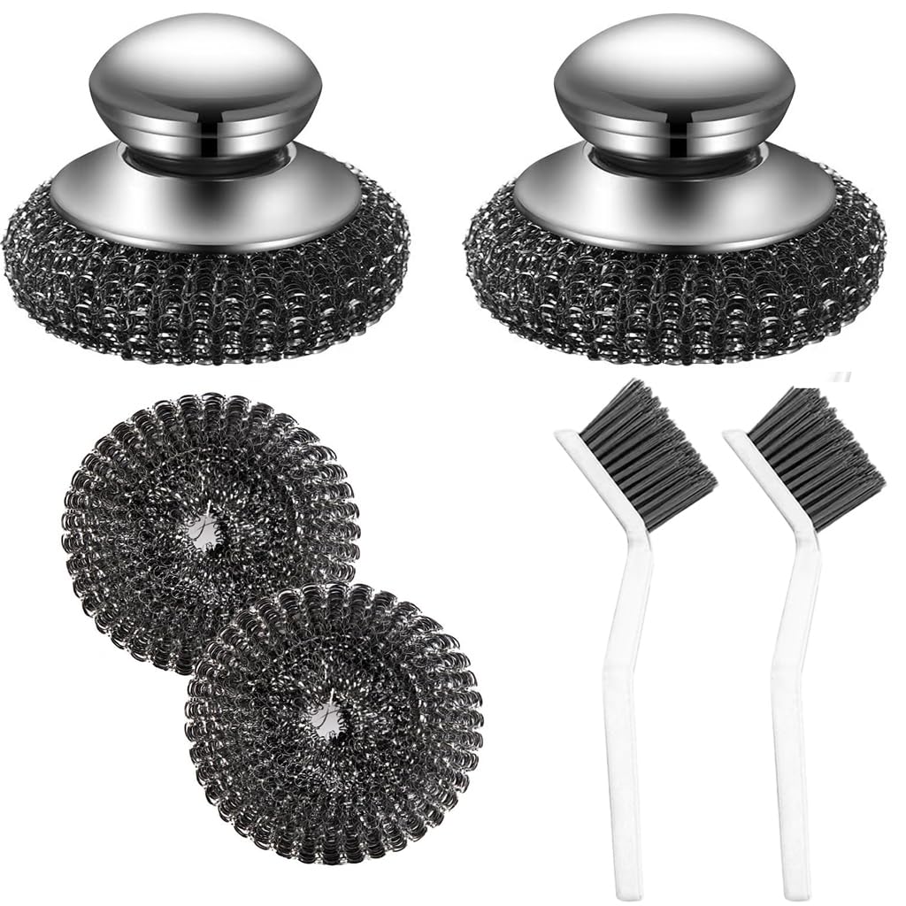 3SAIT steel wool scrubber handle for comfortable, skin-safe pot and pan cleaning.
