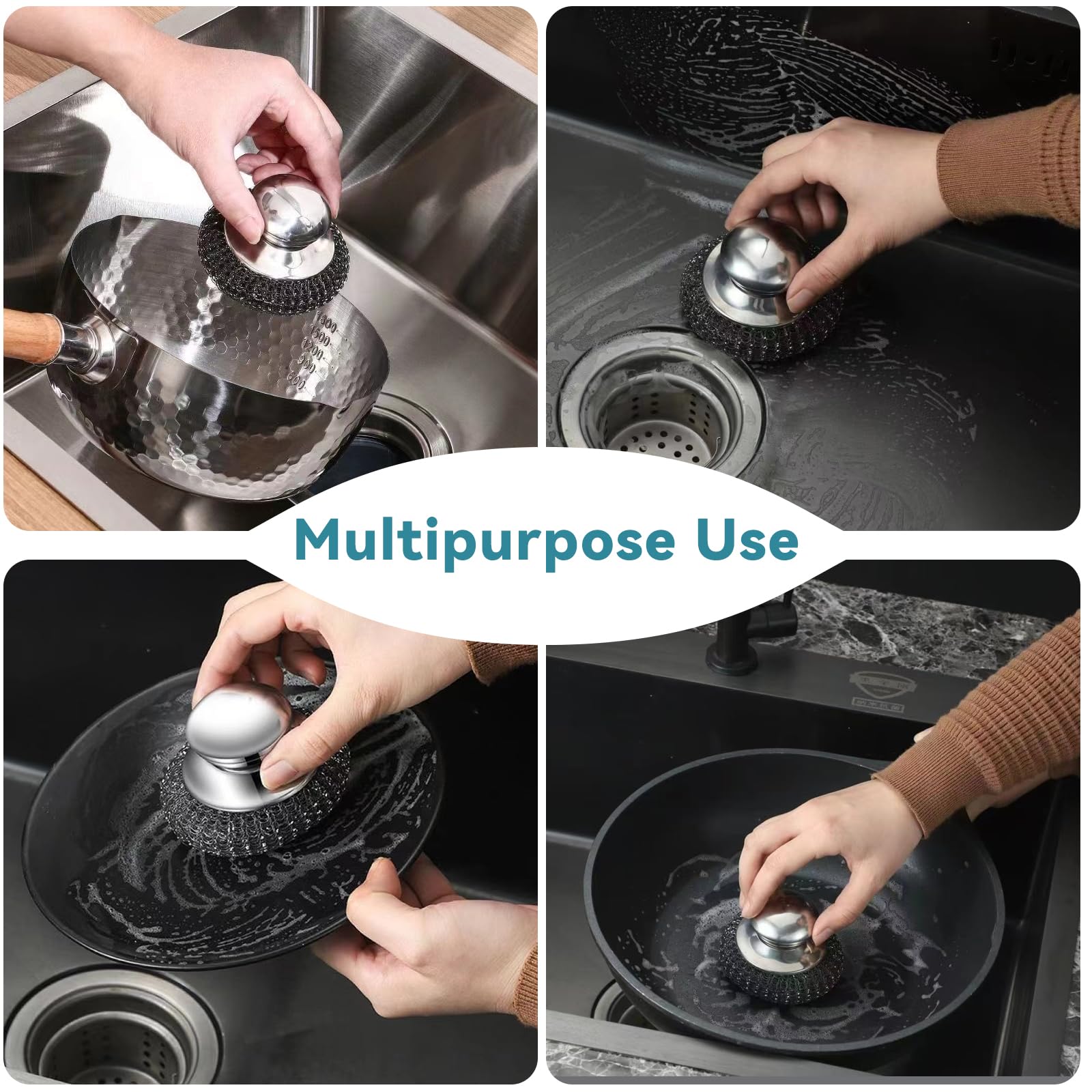 3SAIT replacement steel wool pads for tough grease and burnt-on residue.