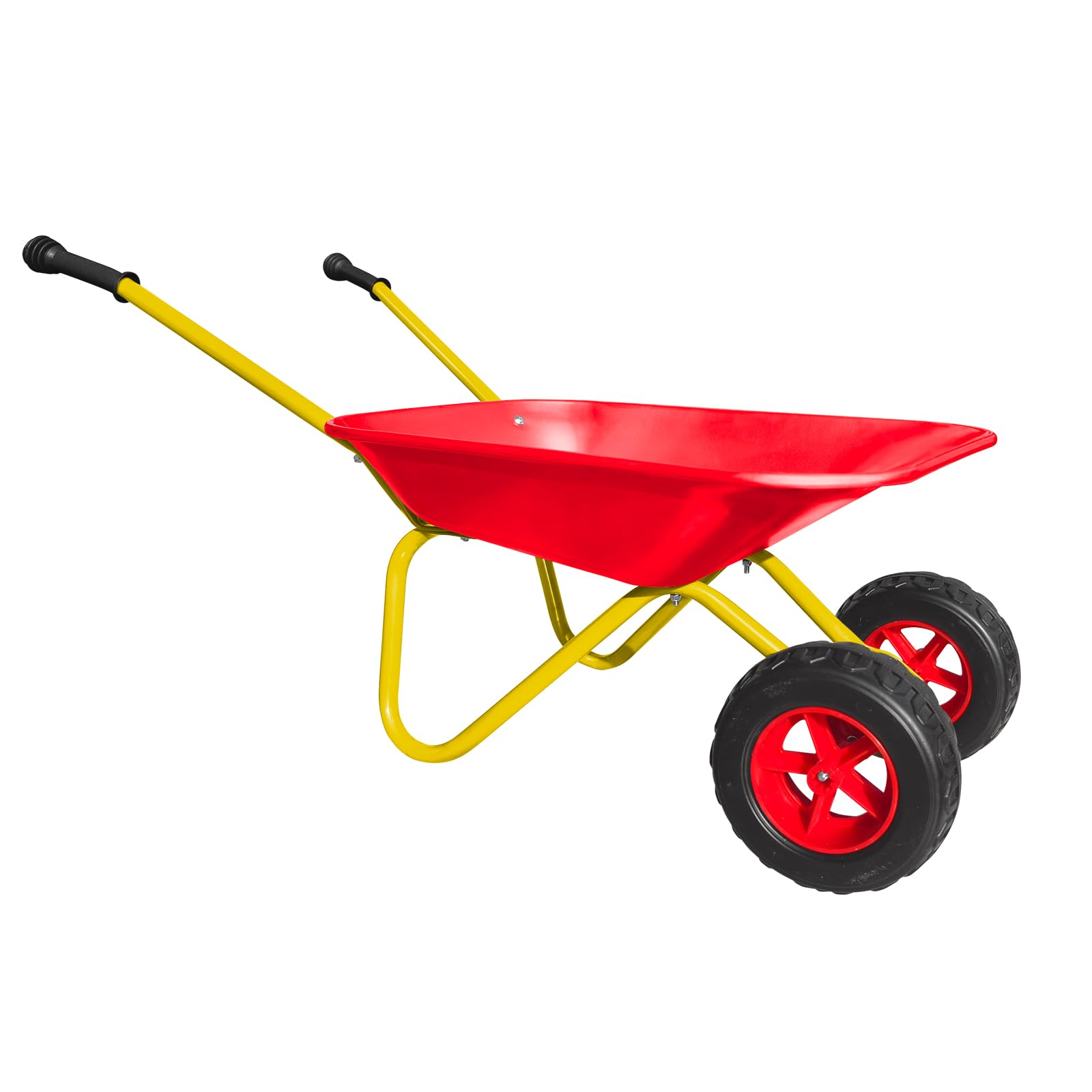 3T GROUP toddler gardening tools set red wheelbarrow helps kids transport sand safely.
