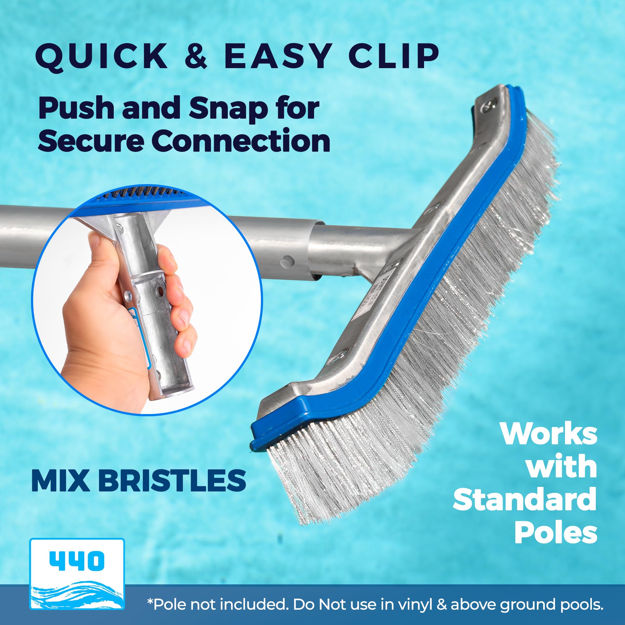 440 Combo EZ clip attachment demonstrates easy pole swapping with most poles.