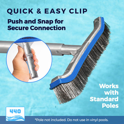 440 Heavy Duty Pool Brush used on concrete, gunite, and plaster surfaces.