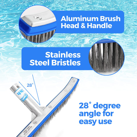 440 Heavy Duty Pool Brush curved edges reach corners for thorough scrubbing.