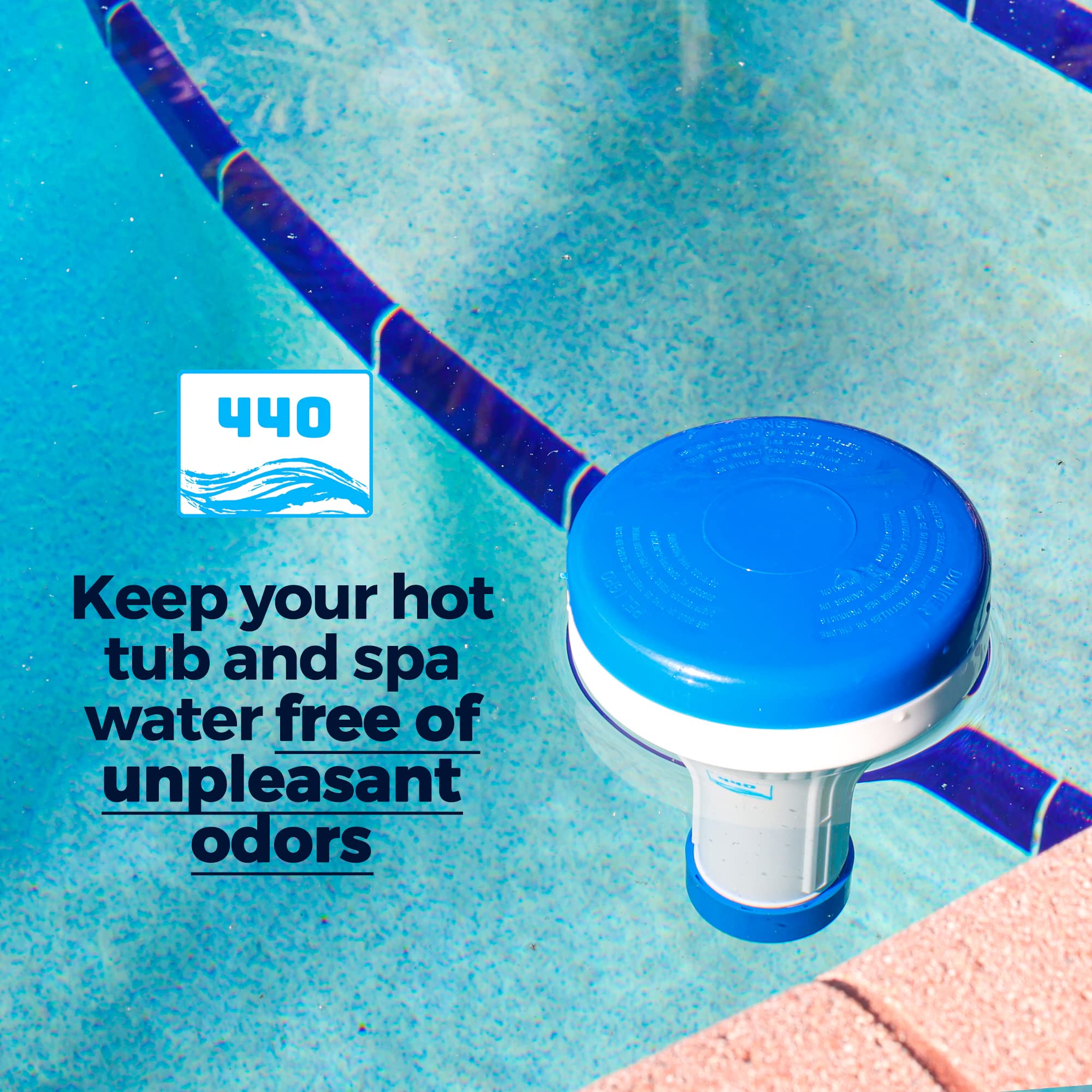 Small pool application showing 1-inch tablets in the floater