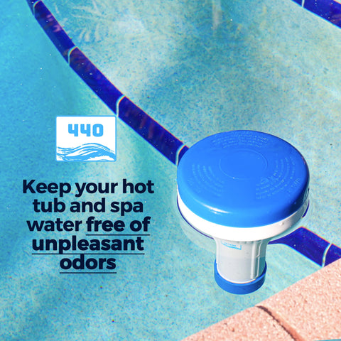 Small pool application showing 1-inch tablets in the floater