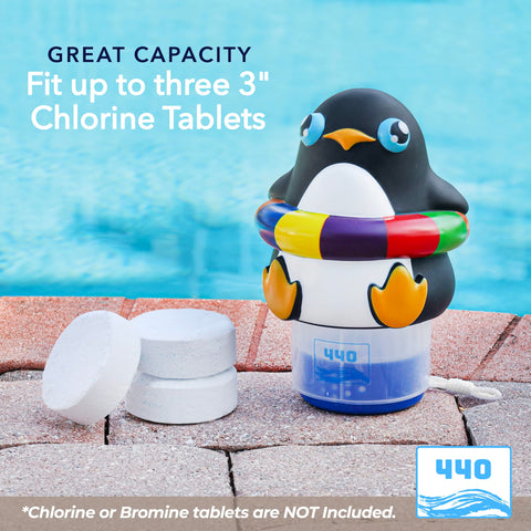 440 pool chlorine floater with adjustable flow vents enables customizable chlorine release.