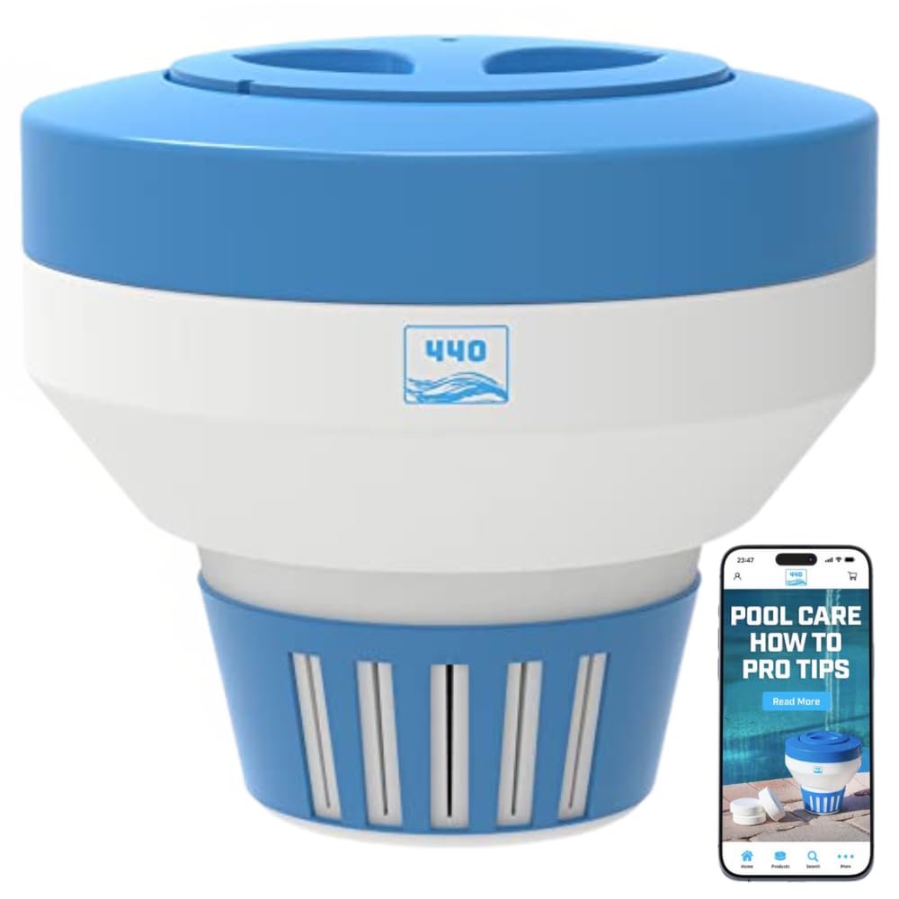 440 Pool Chlorine Floater Dispenser front view with secure lid.