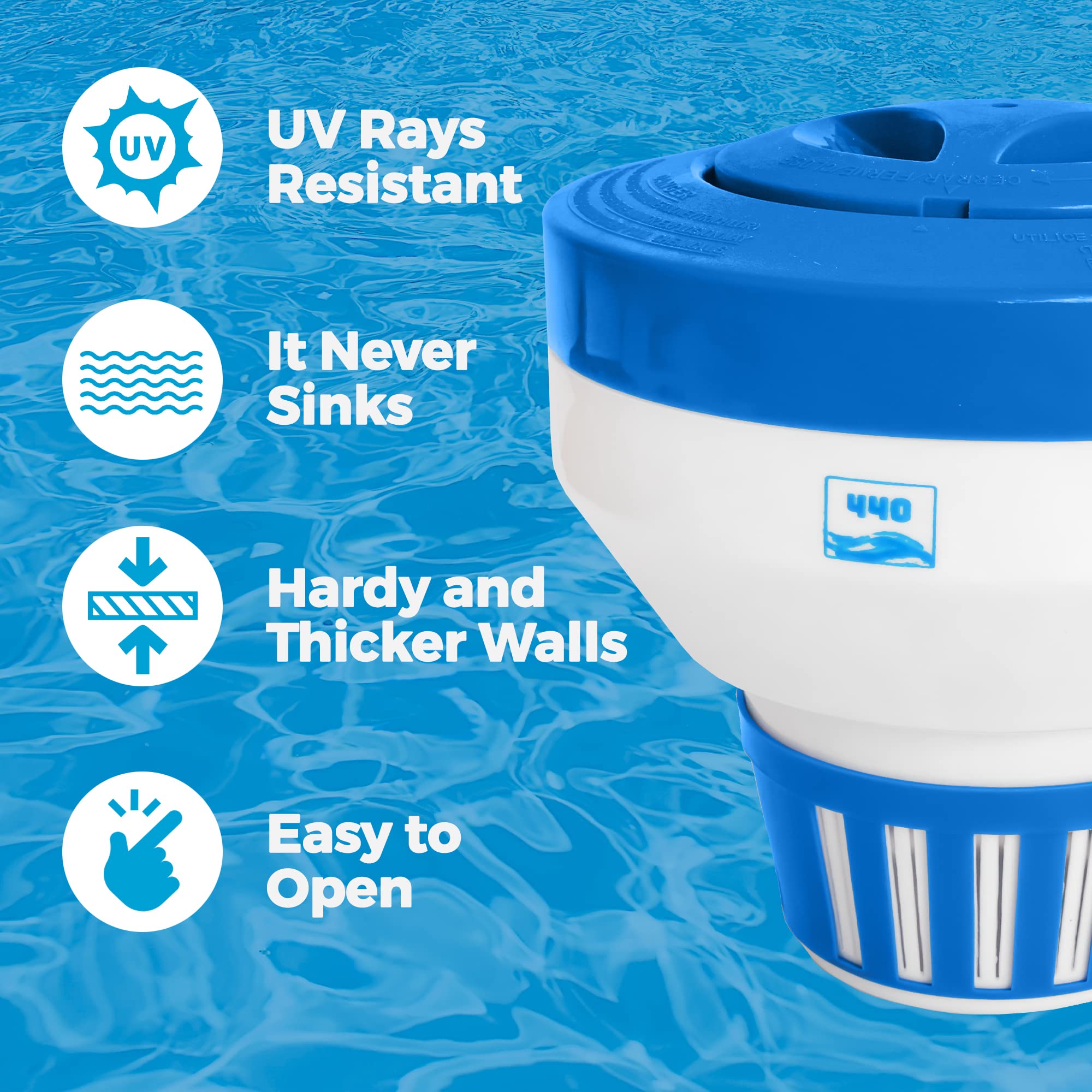 440 Works with both small and large pools for versatile maintenance.