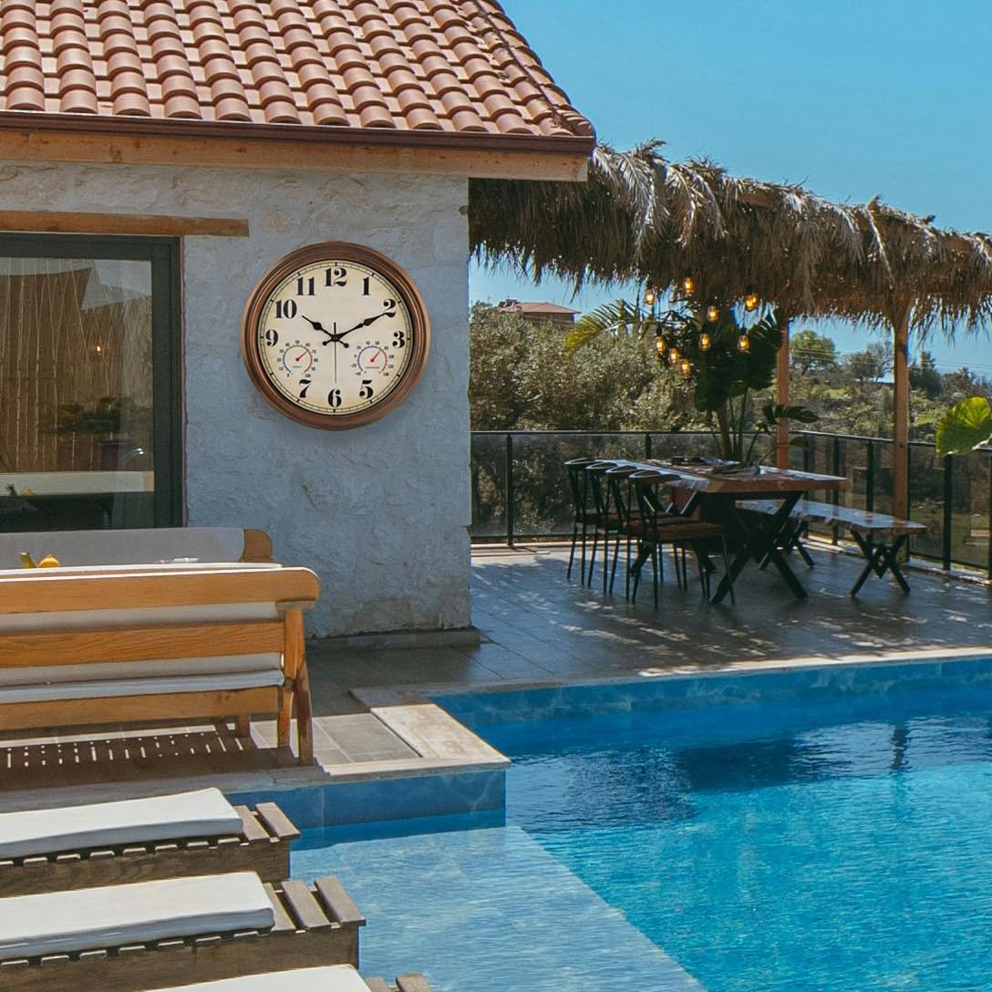 45MinST bronze wall clock with large numerals, easy reading from afar.