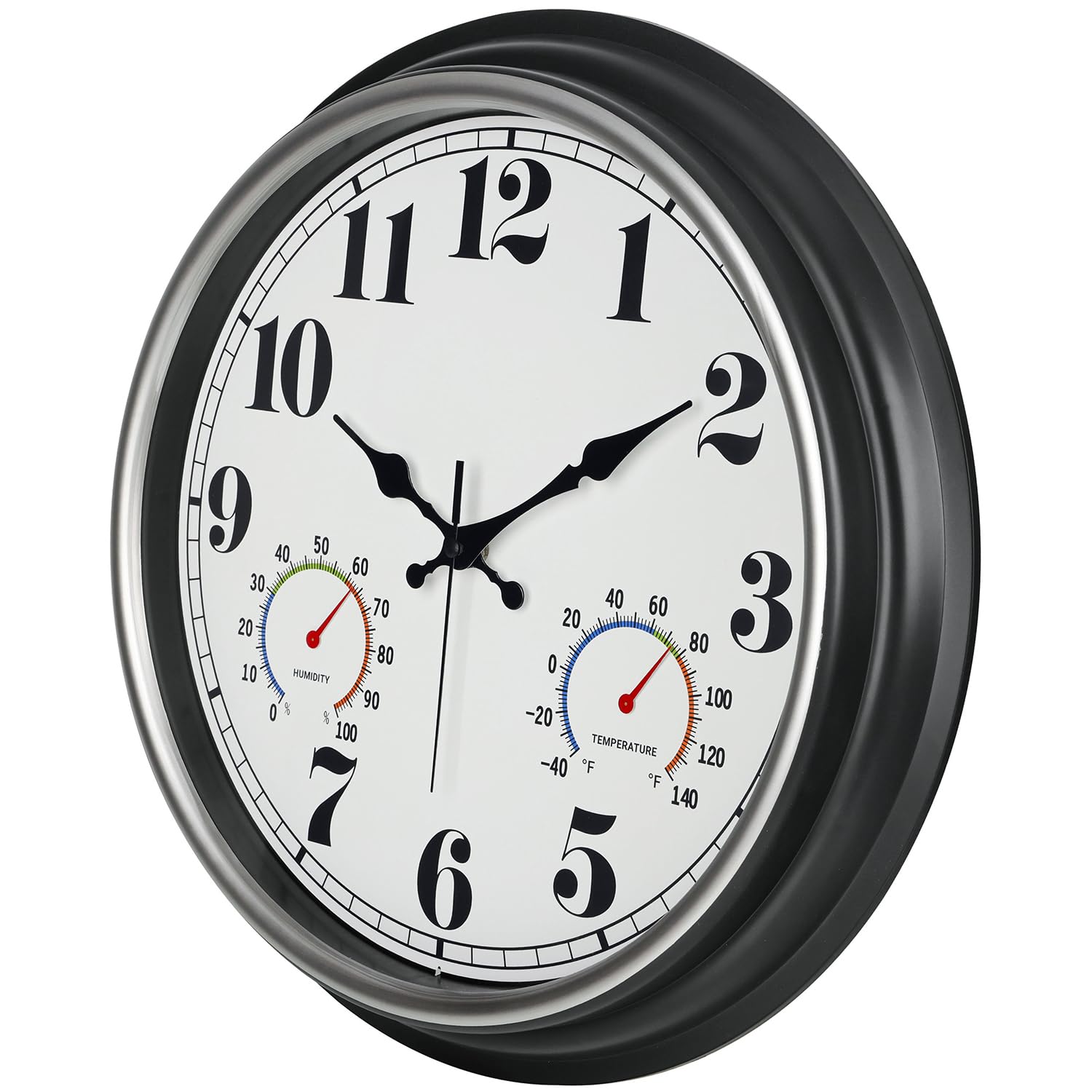 Classic round silver design works indoors or outdoors with versatile styling.