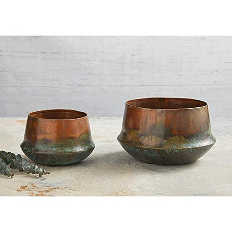 47th & Main copper-blue patina planter used as centerpiece or catchall