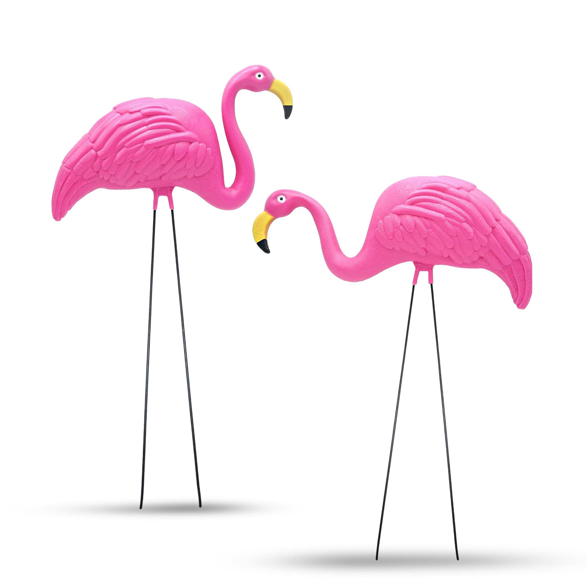 4E's Novelty pink flamingos yard ornament — 24-inch height boosts curb appeal.