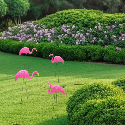 4E's Novelty pink flamingos are easy to install and reposition.