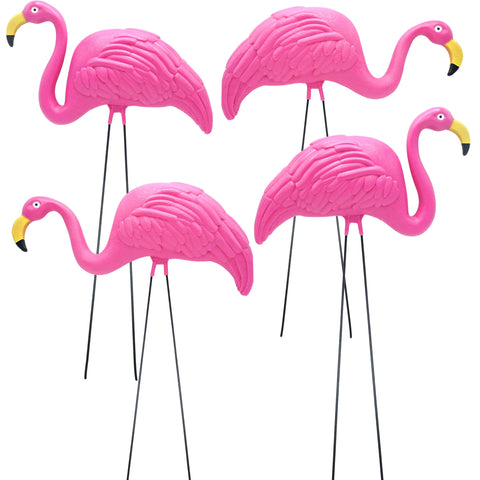 4E's Novelty pink flamingos create a cheerful garden focal point.