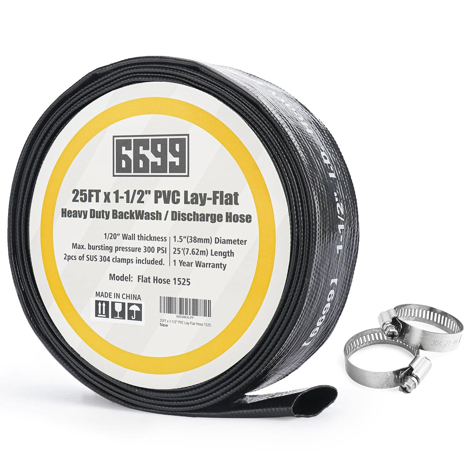 6699 discharge hose ready for pool backwash, durable and versatile.