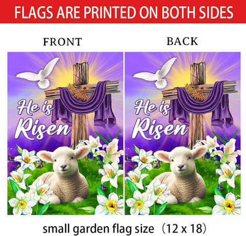 68LDROOTER He Is Risen Easter flag fluttering in breeze