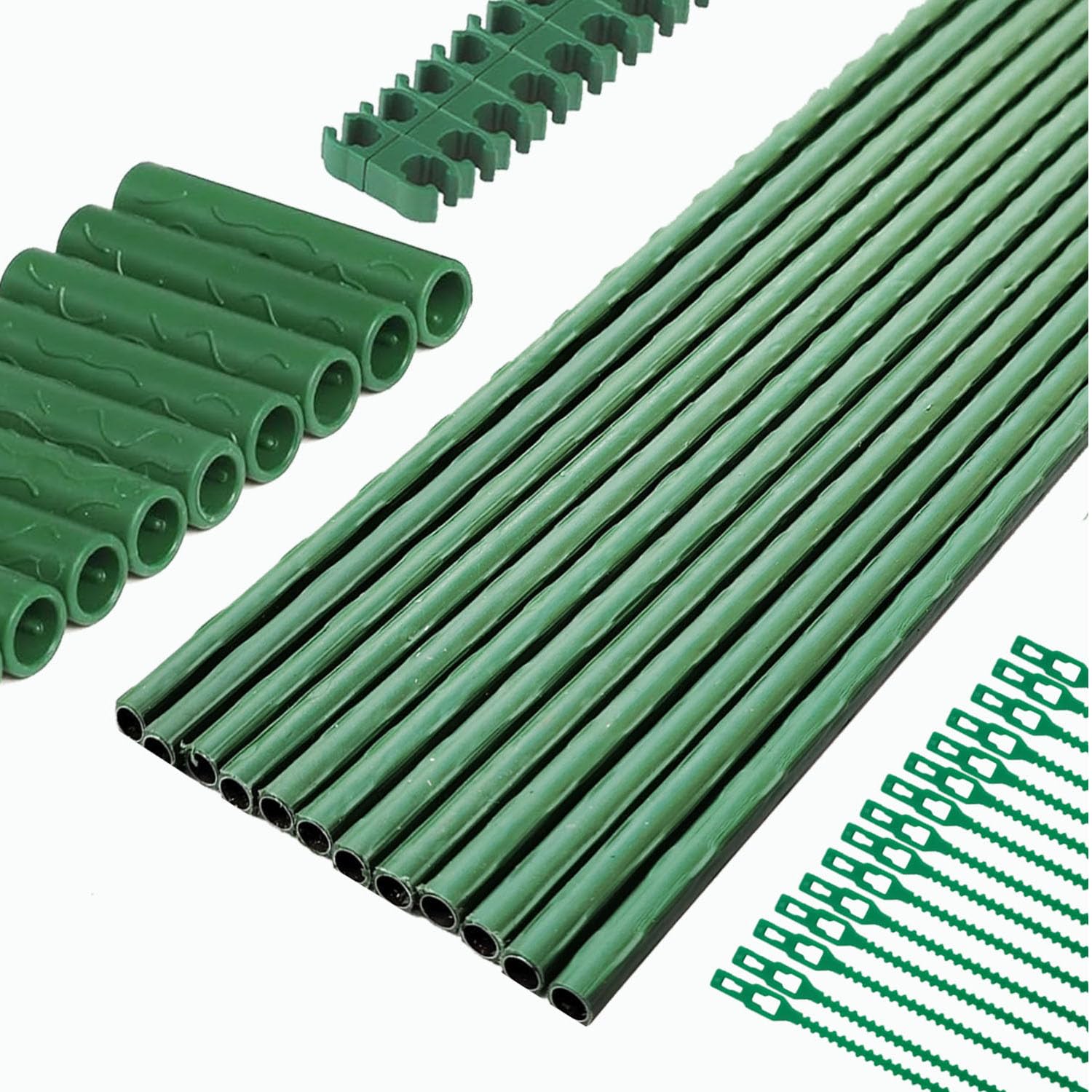 7Queen garden stakes kit with stake lineup for scalable plant support