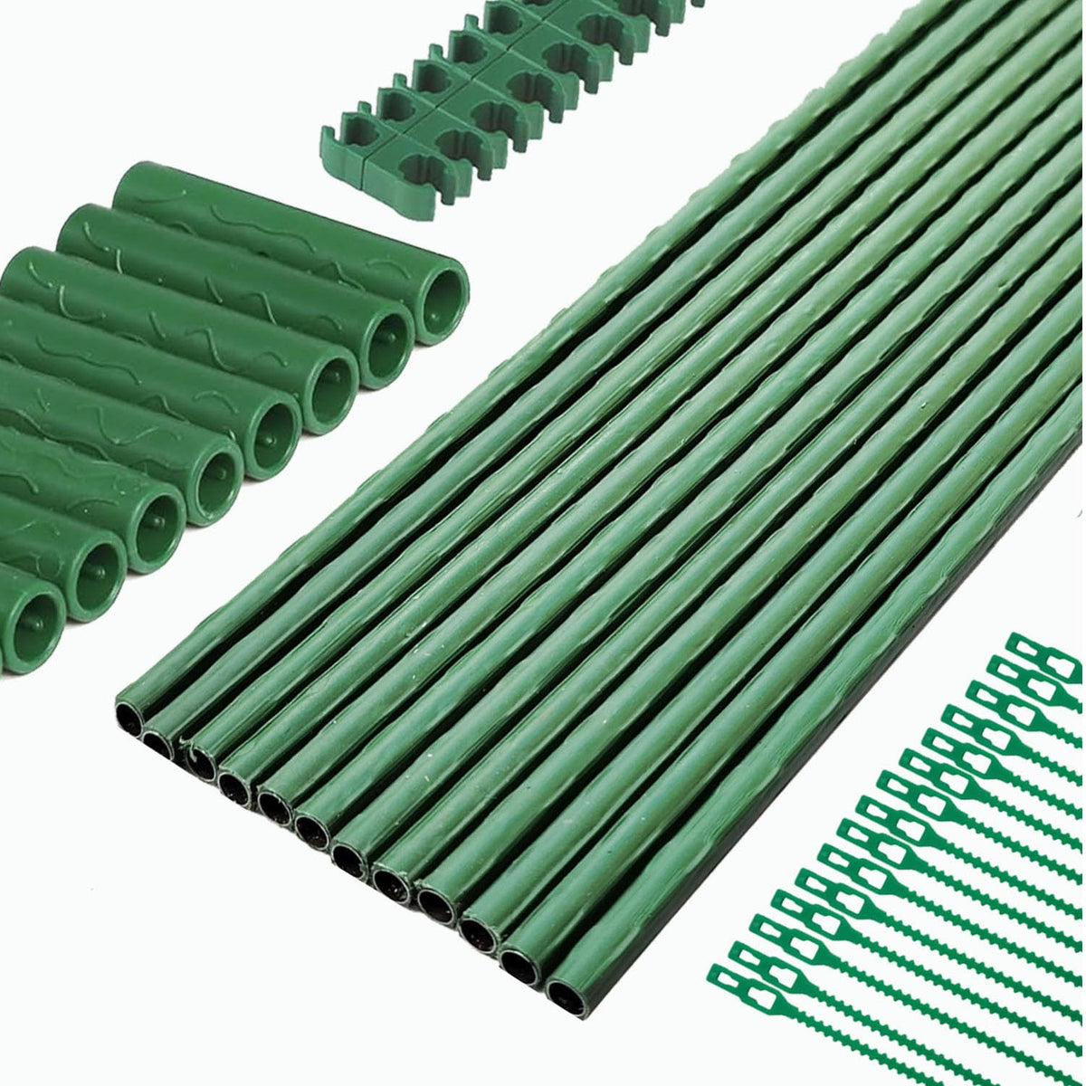 7Queen garden stakes kit with stake lineup for scalable plant support