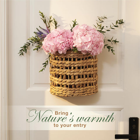 84ECO handwoven hyacinth wall basket adds natural charm and practical storage to any room.
