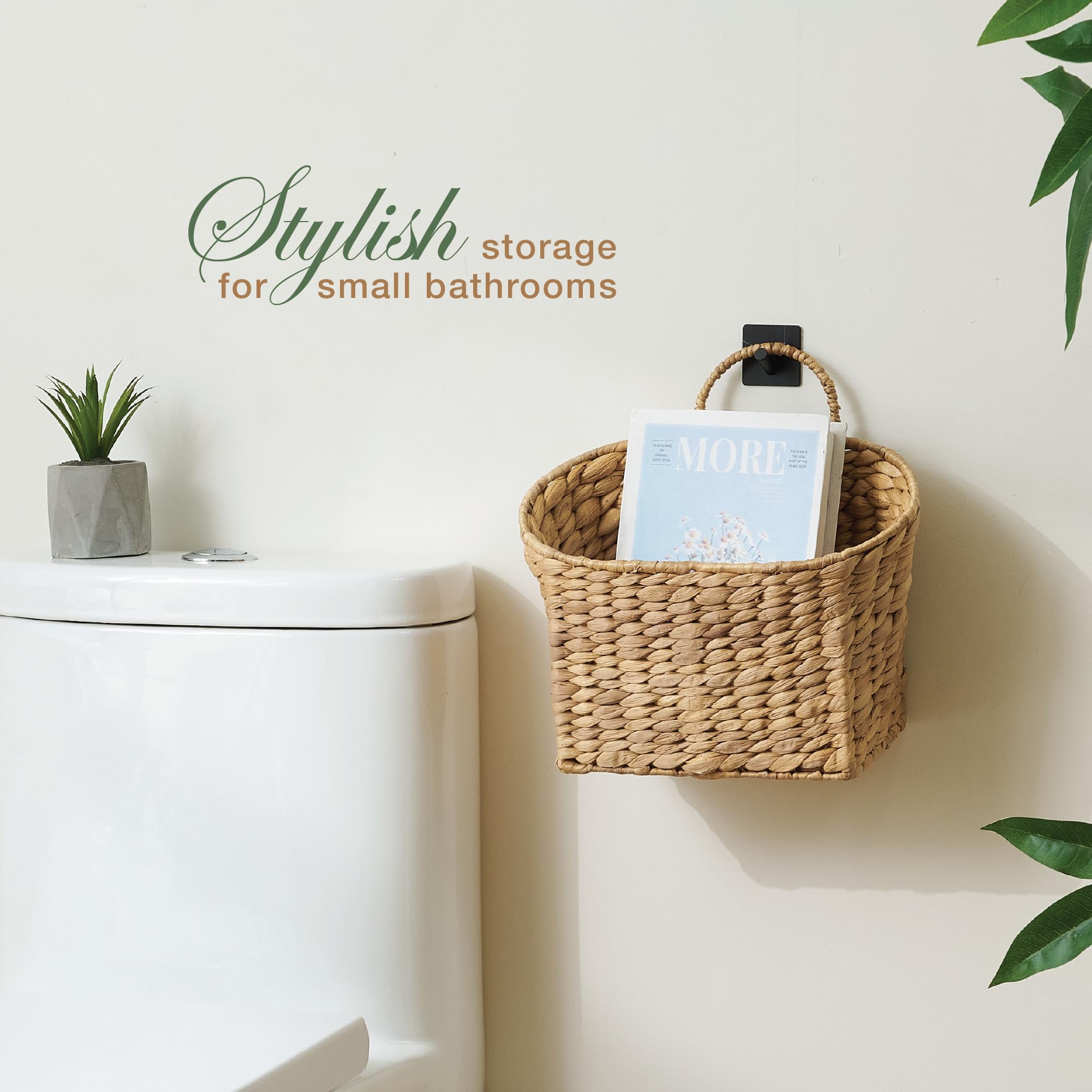 84ECO wall-hanging basket with built-in handle for quick, tool-free installation.