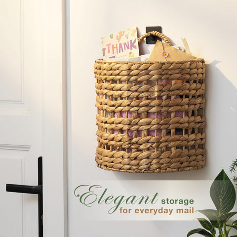 84ECO wicker hanging basket serves as a mail catcher for tidy, accessible mail by the door.