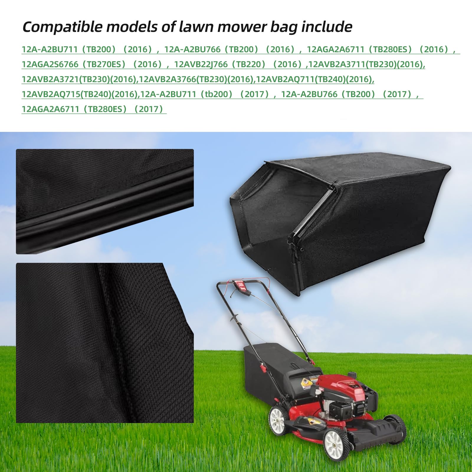 8B8B lawnmower bag 96404117 demonstrates broad TB-series compatibility