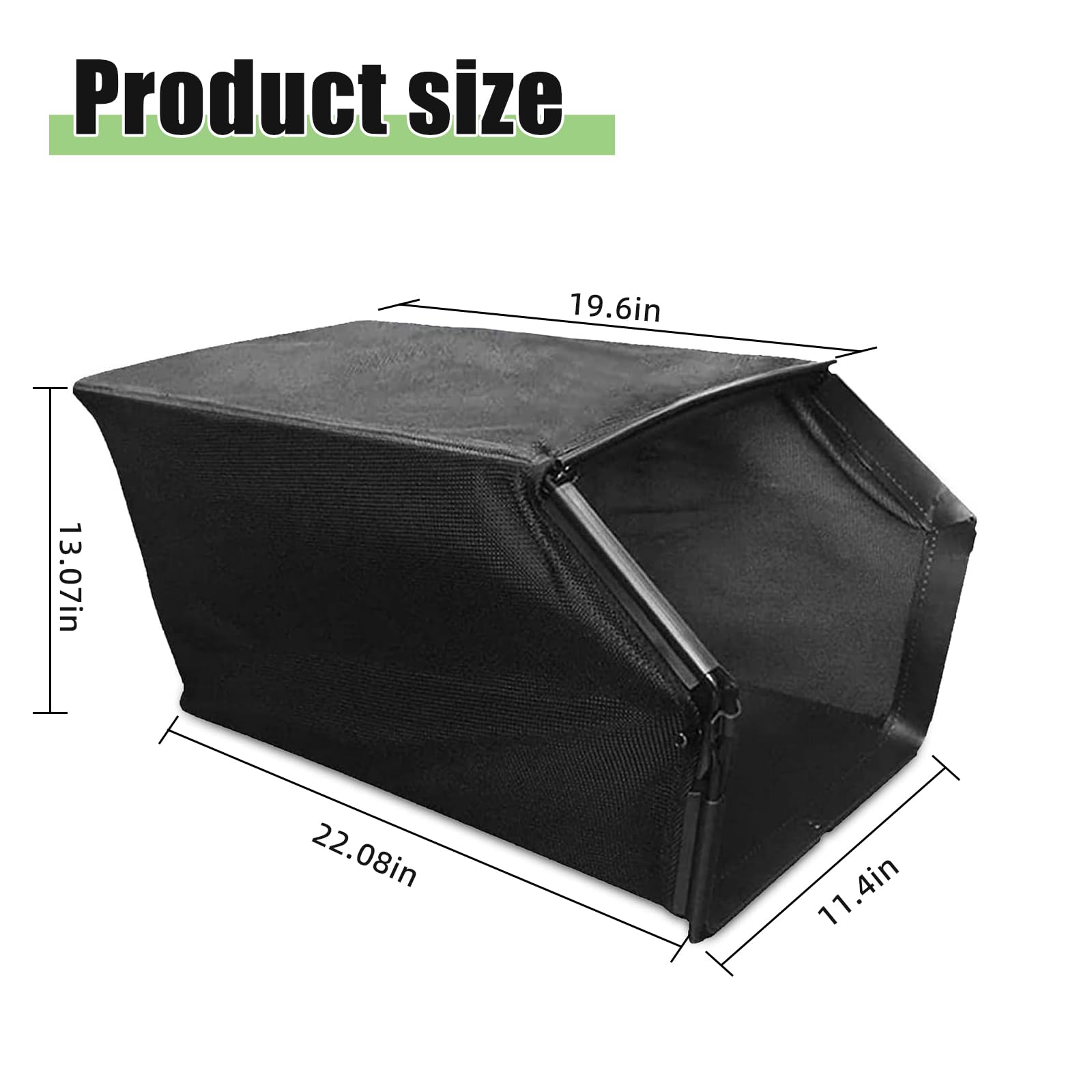 8B8B lawnmower bag dimensions check prompts frame verification