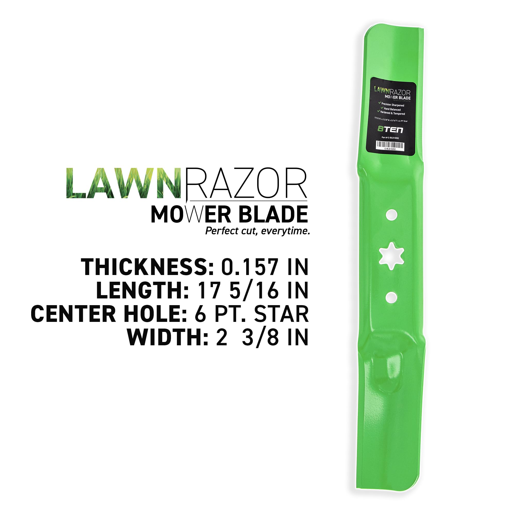 8TEN blade, 17-5/16 inch long, precise and balanced cuts