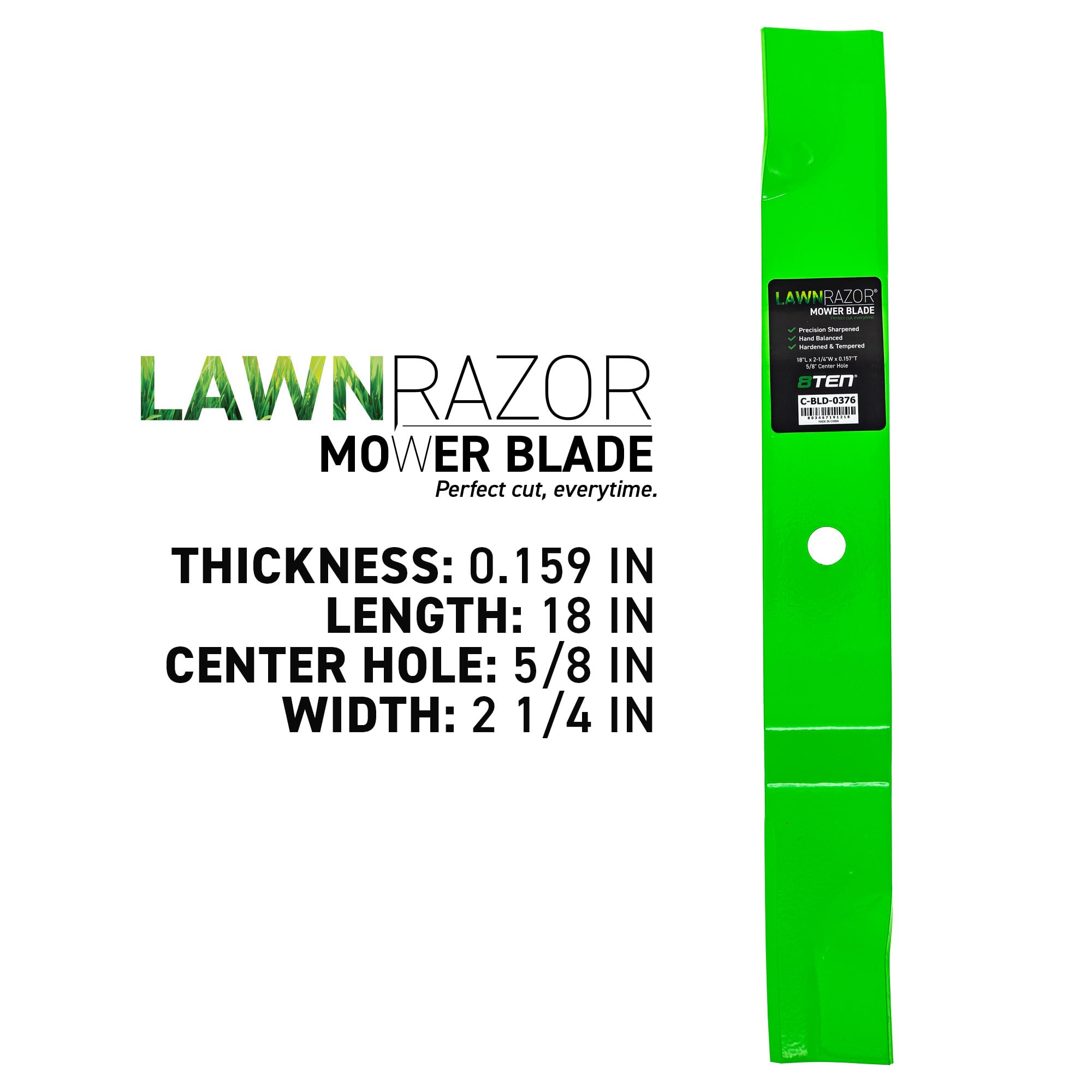 8TEN LawnRAZOR blade detail with rolled edge for smooth cuts