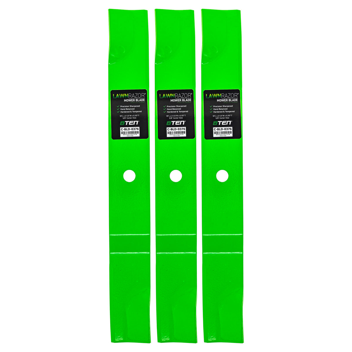 8TEN LawnRAZOR blade front view for 52-inch decks boosts cut efficiency