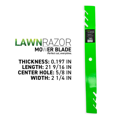 Close-up of the toothed edge on the 8TEN LawnRAZOR blade.