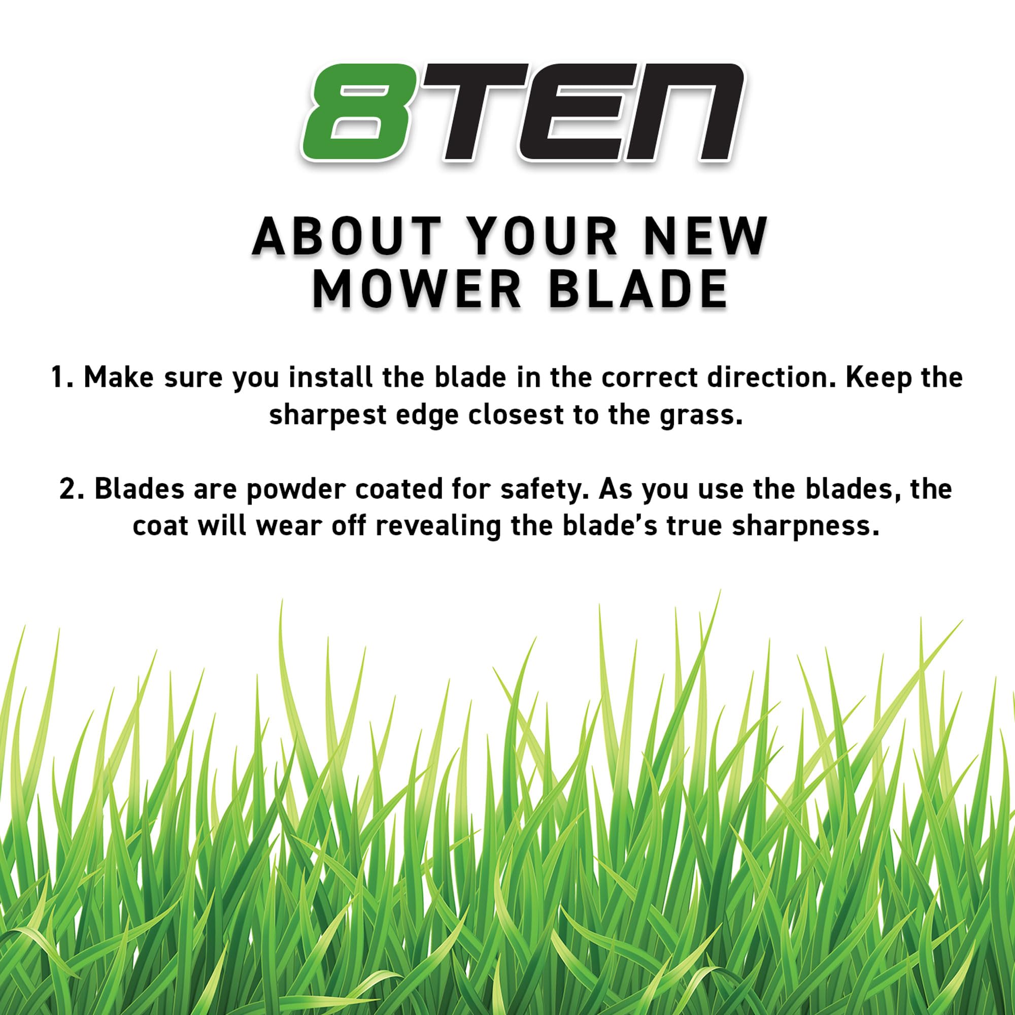 Two-pack of 8TEN LawnRAZOR blades keeps mower ready for maintenance